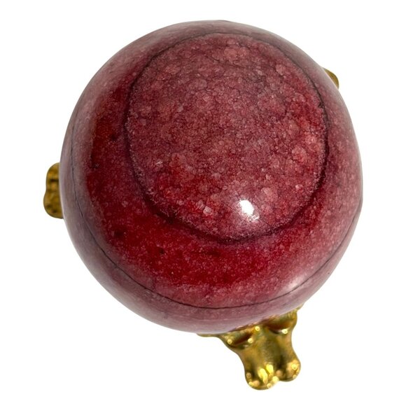 VTG Italian Polished Alabaster Marble Stone Egg Pink Red Italy + Stand Easter - Picture 5 of 7